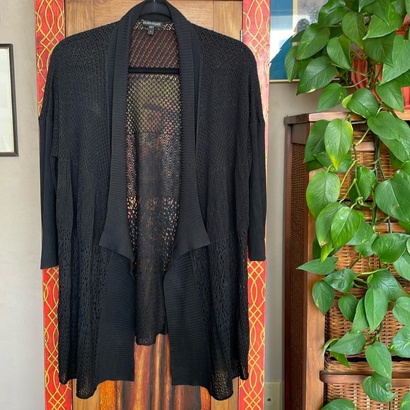 Eileen Fisher Silk Sheen Lace Cardigan Black Small - Picture 1 of 9